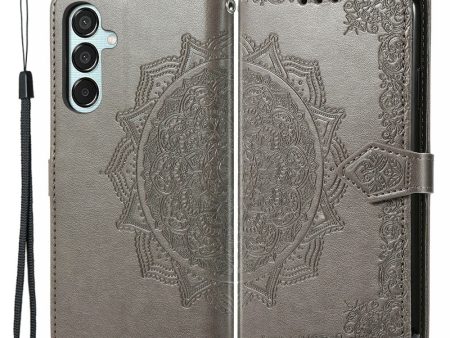 Mandala Samsung Galaxy M15 leather case - Grey Discount