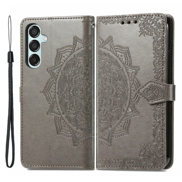 Mandala Samsung Galaxy M15 leather case - Grey Discount