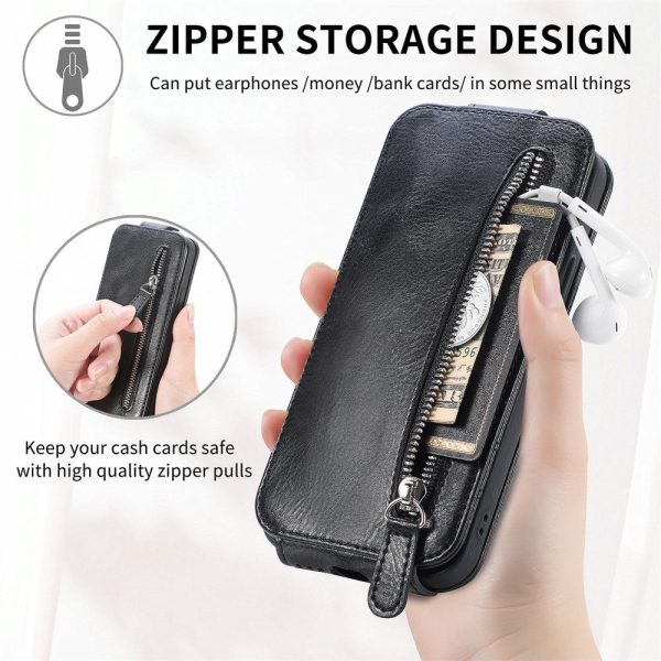 Vertical Xiaomi Redmi 13C flip phone case with zipper - Black Online