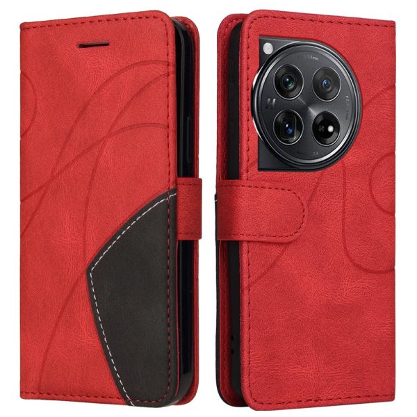 Textured OnePlus 12R leather case with strap - Red For Discount