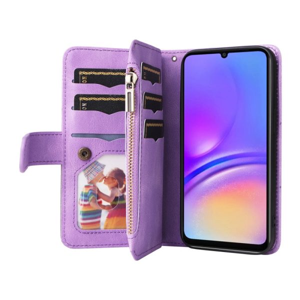 Textured Samsung Galaxy A06 leather case with strap - Purple For Discount