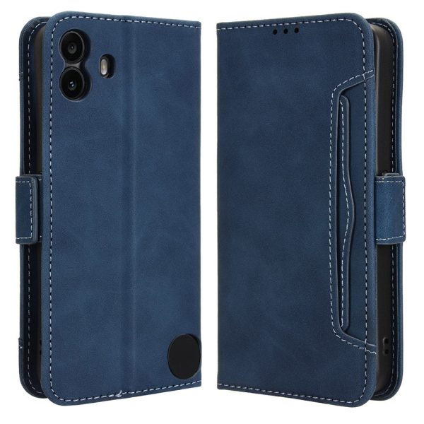 Modern-styled leather wallet case for Nothing CMF Phone 1 - Blue For Discount