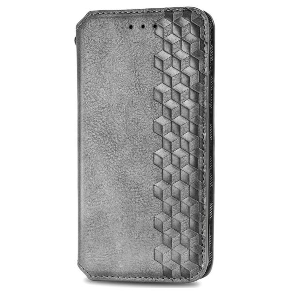 Samsung Galaxy M55   Samsung Galaxy F55   C55 leather case with a stylish rhombus imprint - Grey For Cheap