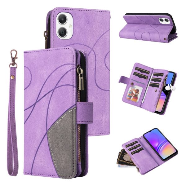 Textured Samsung Galaxy A06 leather case with strap - Purple For Discount