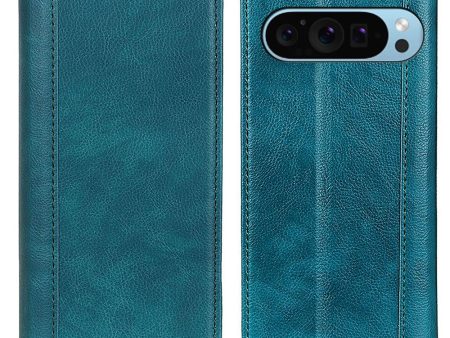 Google Pixel 9 genuine leather case with magnetic closure - Green Online now