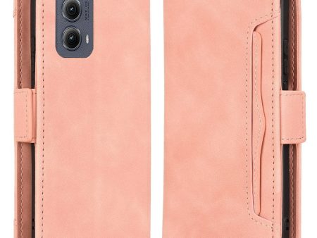 Modern-styled leather wallet case for Motorola Edge (2024) - Pink Online now