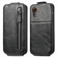 Vertical Samsung Galaxy Xcover 7 flip phone case with zipper - Black Hot on Sale