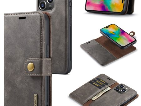 DG.MING iPhone 16 Pro Max 2-in-1 wallet case - Grey Hot on Sale