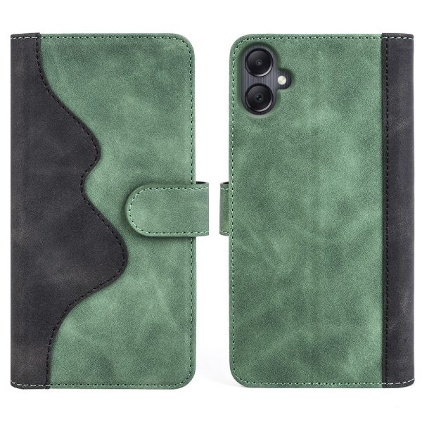 Two-color Samsung Galaxy A06 leather flip case - Green Online now