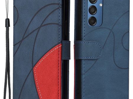 Textured Samsung Galaxy M15 leather case with strap - Blue For Sale