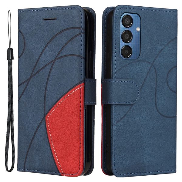 Textured Samsung Galaxy M15 leather case with strap - Blue For Sale