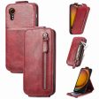 Vertical Samsung Galaxy Xcover 7 flip phone case with zipper - Wine Red Online now