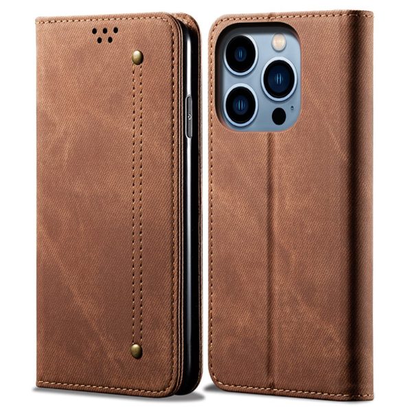 Jeans iPhone 16 Pro flip case - Coffee For Discount