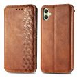 Samsung Galaxy A05 leather case with a stylish rhombus imprint - Brown Fashion