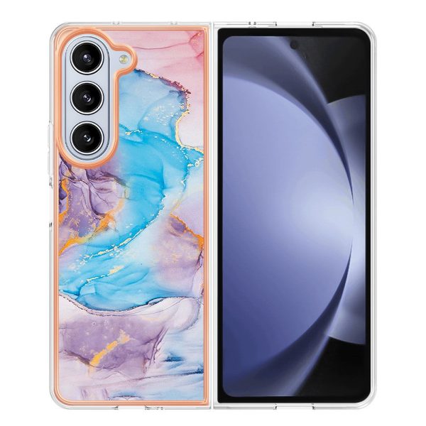 Marble design Samsung Galaxy Z Fold5 cover - Milky Way Marble Blue Fashion