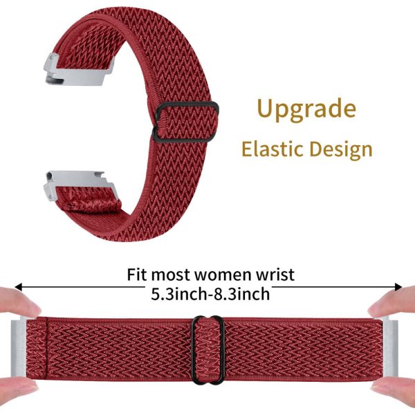 For Verizon Gizmo Watch 1 Wavy Pattern Elastic Wrist Band Woven Nylon Watch Strap - Red Online Sale