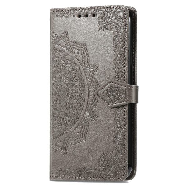 Mandala iPhone 16 Pro leather case - Grey For Sale