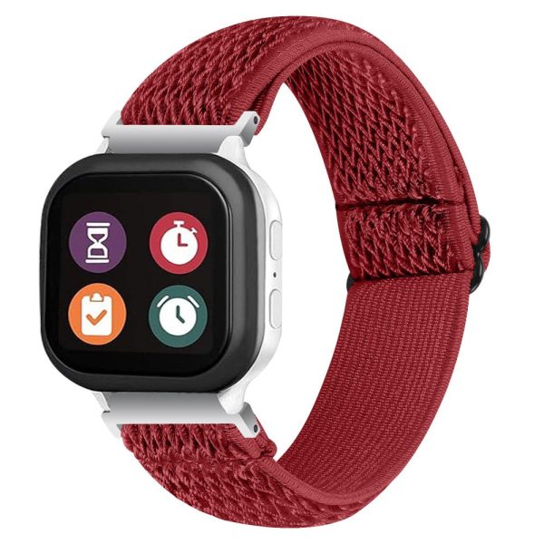 For Verizon Gizmo Watch 1 Wavy Pattern Elastic Wrist Band Woven Nylon Watch Strap - Red Online Sale