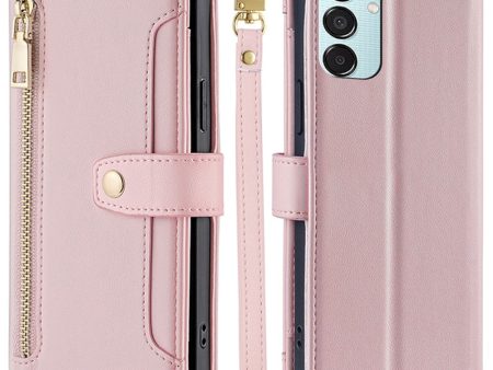 Samsung Galaxy M15 vegan leather wallet zipper case - Pink Supply