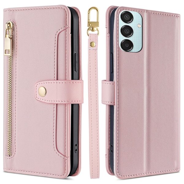 Samsung Galaxy M15 vegan leather wallet zipper case - Pink Supply