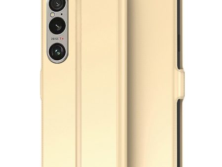 Smooth and thin premium Sony Xperia 1 VI leather case - Gold For Sale