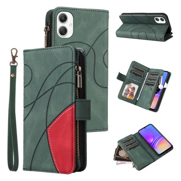 Textured Samsung Galaxy A06 leather case with strap - Green on Sale