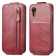 Vertical Samsung Galaxy Xcover 7 flip phone case with zipper - Wine Red Online now