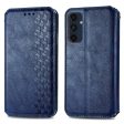 Samsung Galaxy M55   Samsung Galaxy F55   C55 leather case with a stylish rhombus imprint - Blue For Discount