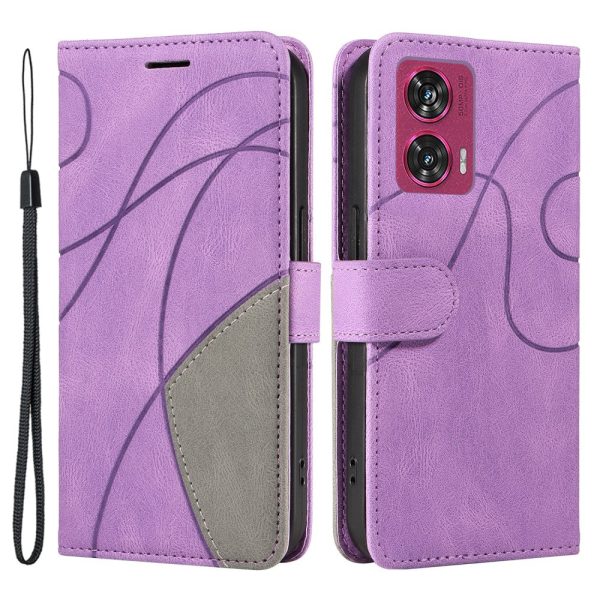 Textured Motorola Edge 50 Fusion leather case with strap - Light Purple For Sale