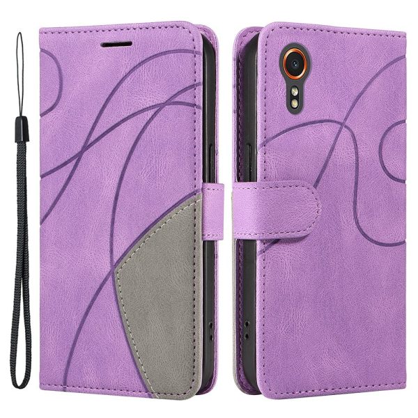 Textured Samsung Galaxy Xcover 7 leather case with strap - Light Purple Online Hot Sale