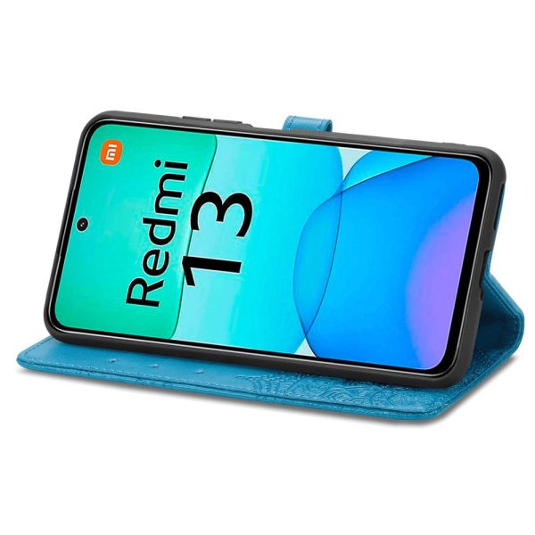 Mandala Xiaomi Redmi 13 leather case - Blue For Sale