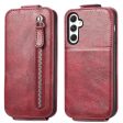 Vertical Samsung Galaxy A25 flip phone case with zipper - Wine Red Supply