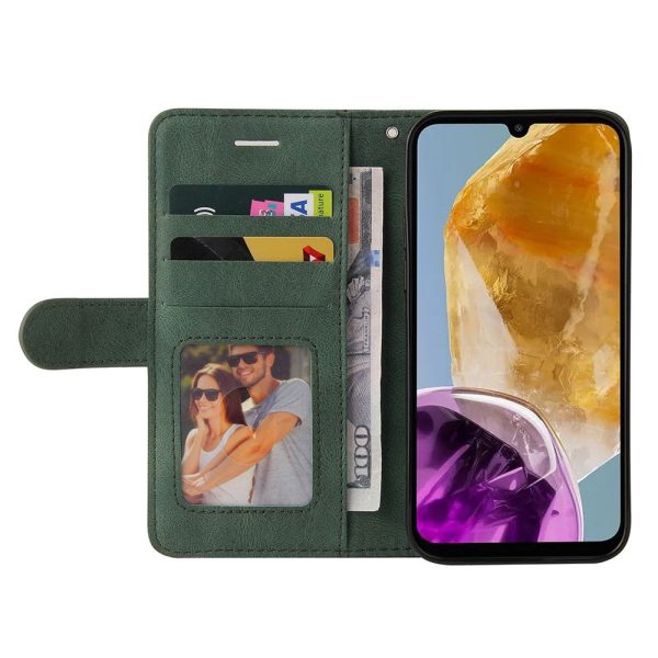 Textured Samsung Galaxy M15 leather case with strap - Green Discount