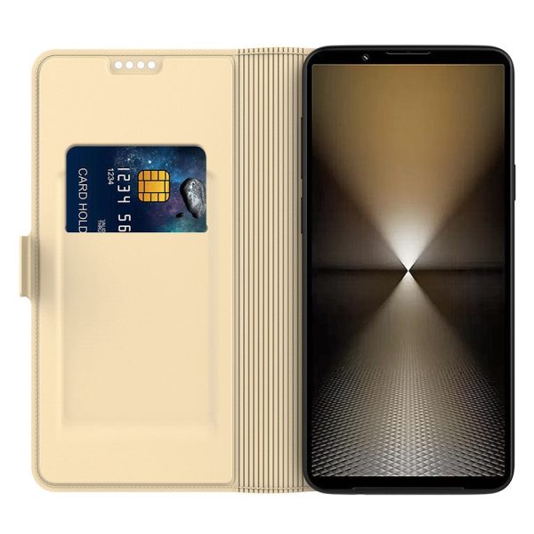 Smooth and thin premium Sony Xperia 10 VI leather case - Gold on Sale