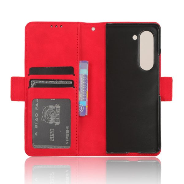 Modern-styled leather wallet case for Samsung Galaxy Z Fold6 - Red Fashion