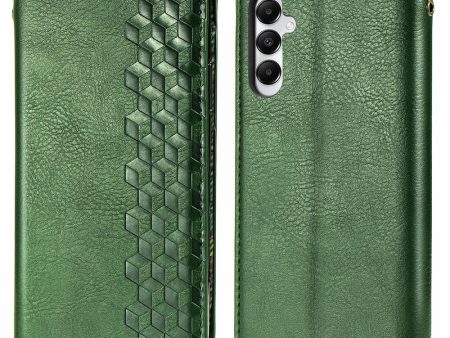 Samsung Galaxy A05s leather case with a stylish rhombus imprint - Green Online now