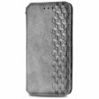 Motorola Edge 40 Neo leather case with a stylish rhombus imprint - Grey Cheap