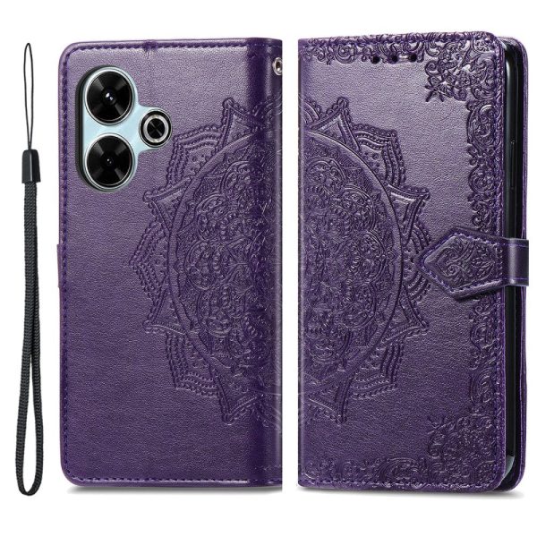 Mandala Xiaomi Redmi 13 leather case - Purple Fashion