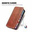 Samsung Galaxy A05 leather case with a stylish rhombus imprint - Brown Fashion