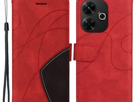 Textured Xiaomi Redmi 13 leather case with strap - Red Supply