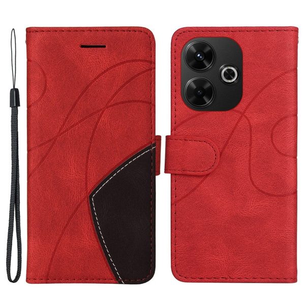 Textured Xiaomi Redmi 13 leather case with strap - Red Supply