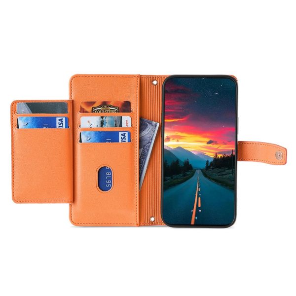 Samsung Galaxy M15 vegan leather wallet zipper case - Orange Online