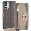 Samsung Galaxy M15 vegan leather purse-case - Grey For Sale