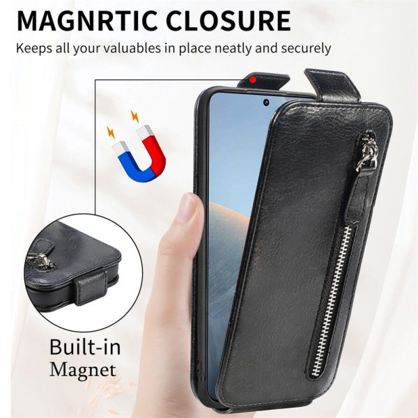 Vertical Xiaomi Redmi K70E   Xiaomi Poco X6 Pro flip phone case with zipper - Black Sale