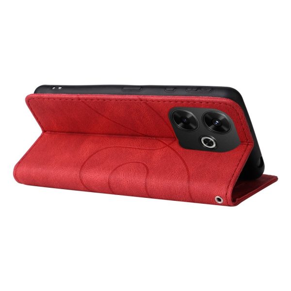 Textured Xiaomi Redmi 13 leather case with strap - Red Supply