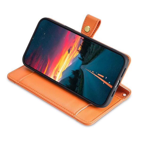 Samsung Galaxy M15 vegan leather wallet zipper case - Orange Online