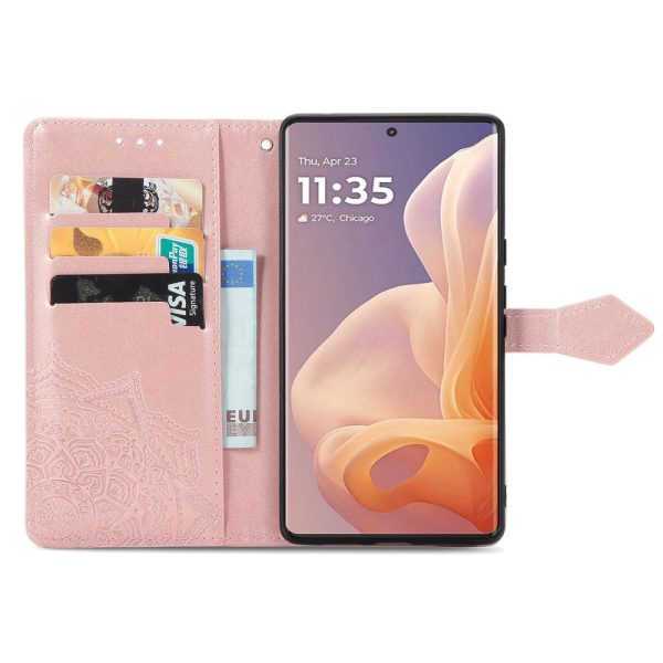 Mandala Motorola Moto G85 leather case - Rose Gold on Sale