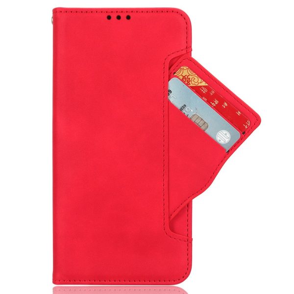 Modern-styled leather wallet case for Motorola Moto G85 - Red on Sale