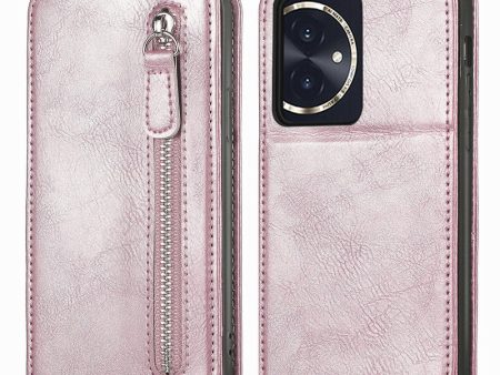 Vertical Honor 100 flip phone case with zipper - Rose Gold Fashion