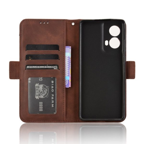 Modern-styled leather wallet case for Motorola Moto G85 - Brown Online